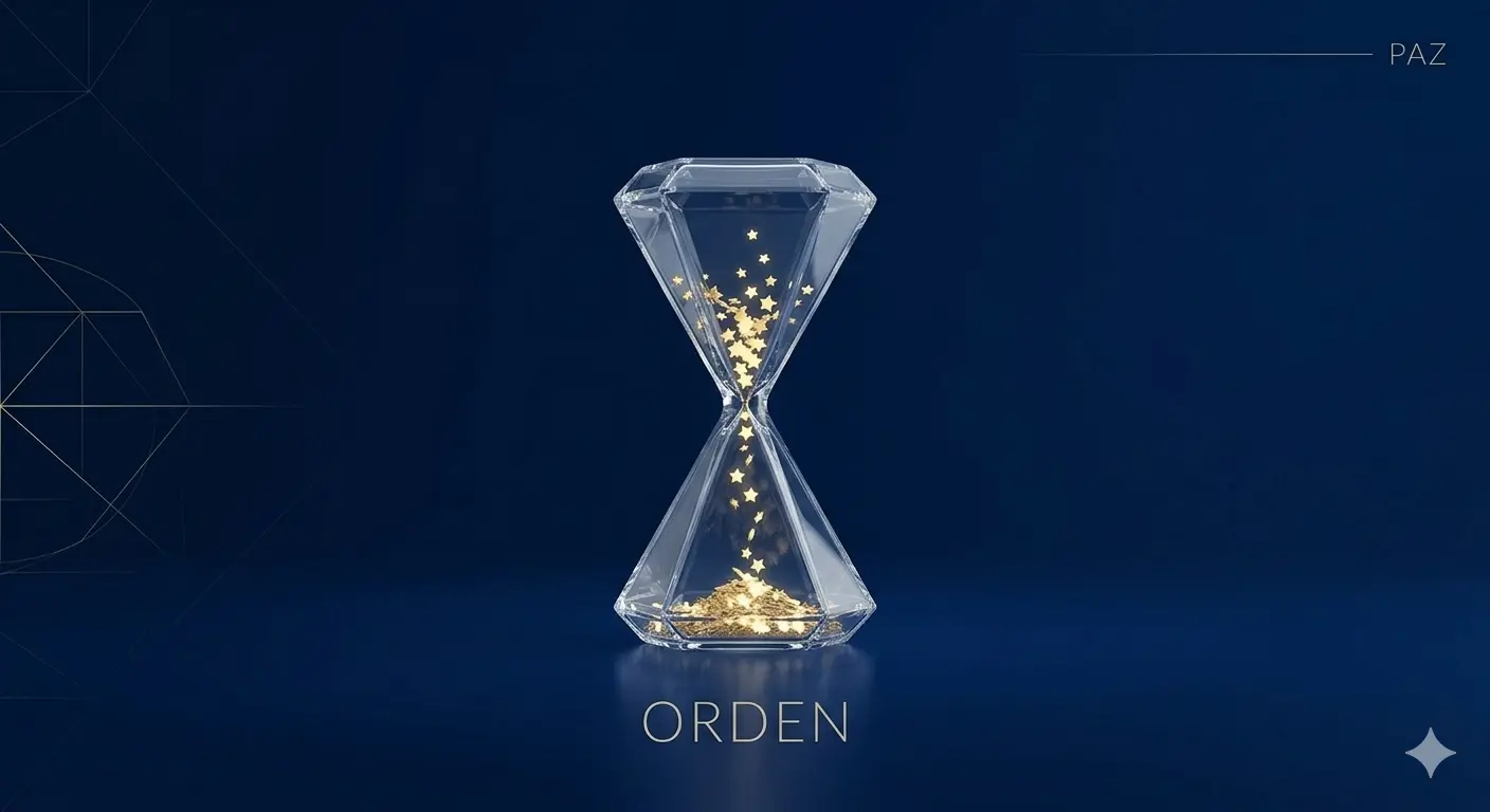 Un reloj de arena geométrico y moderno de cristal transparente