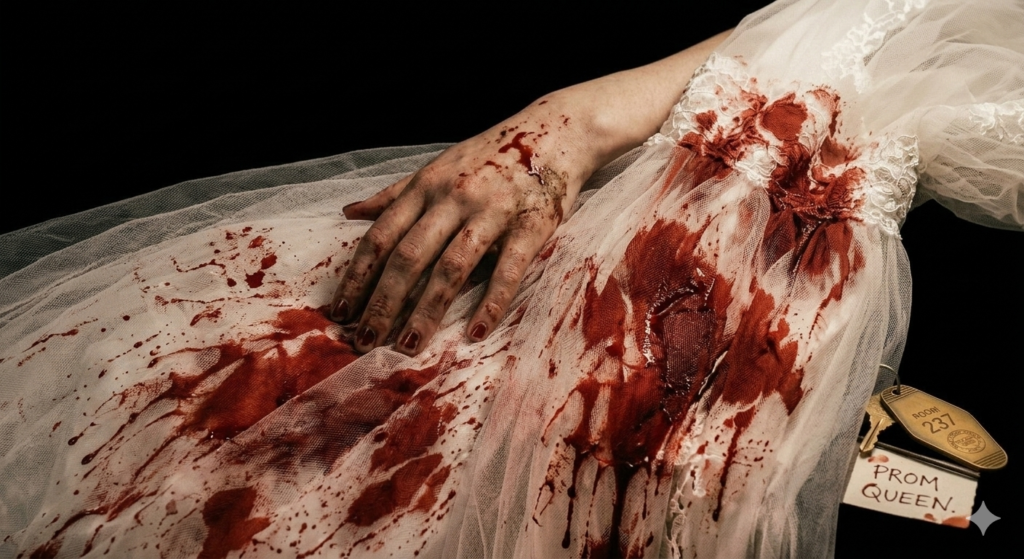 Vestido ensagrentado con mano